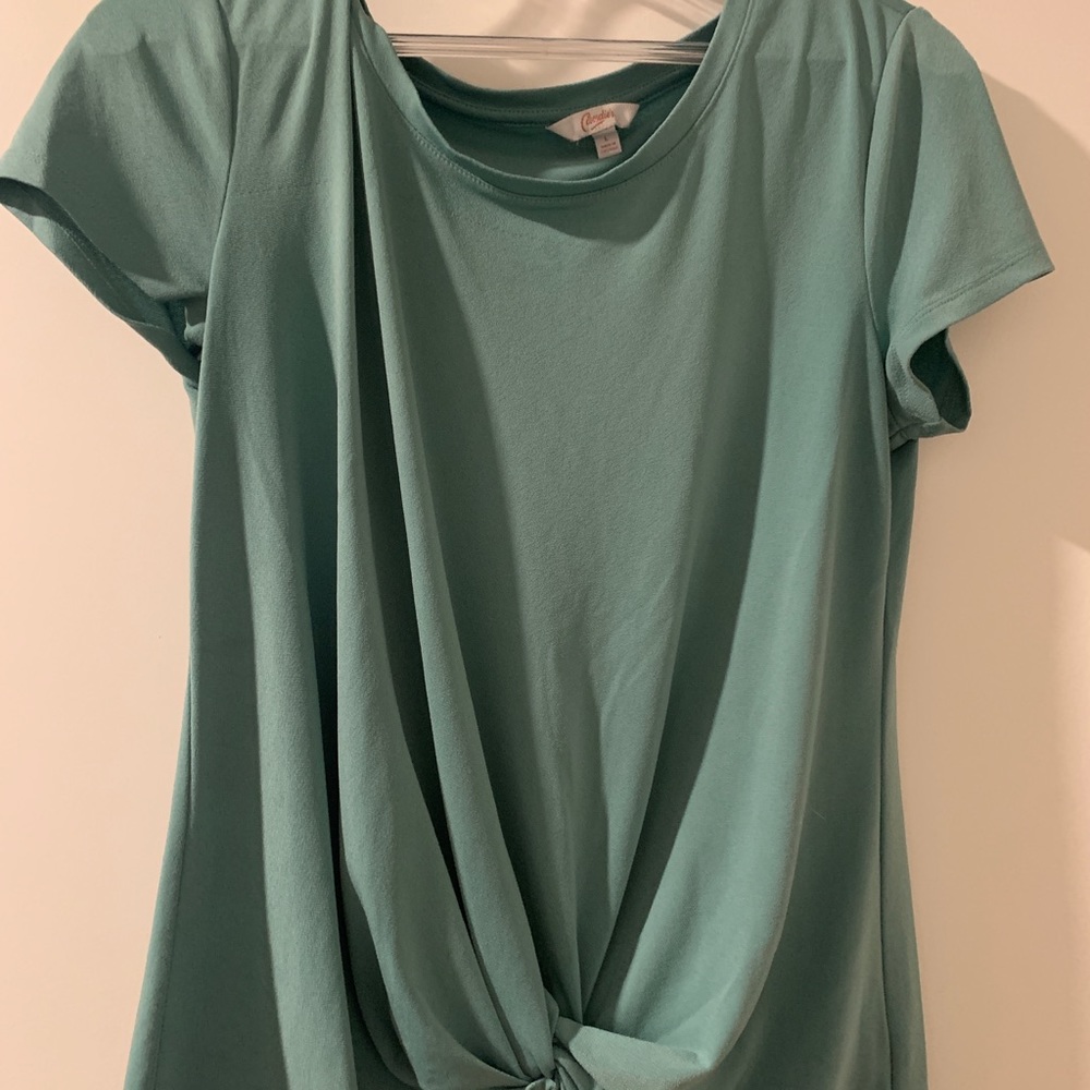 Mint Green Twist Front Short Sleeve Top
